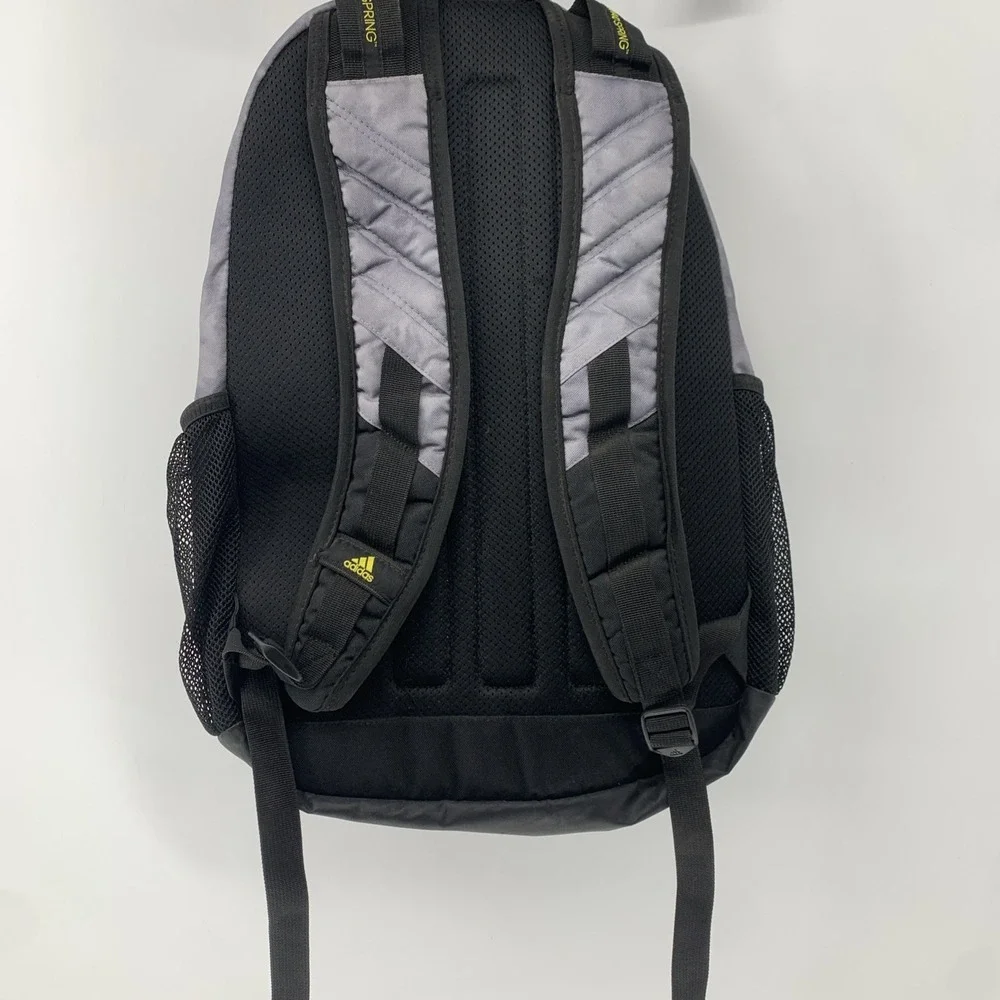 Adidas Prime 6 Backpack Gray Black Yellow Accents Load Spring Straps Side Pocket